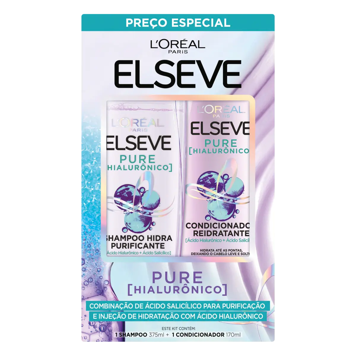 KIT ELSEVE PURE HIALURONICO SHAMPOO 375ML + CONDICIONADOR 170ML