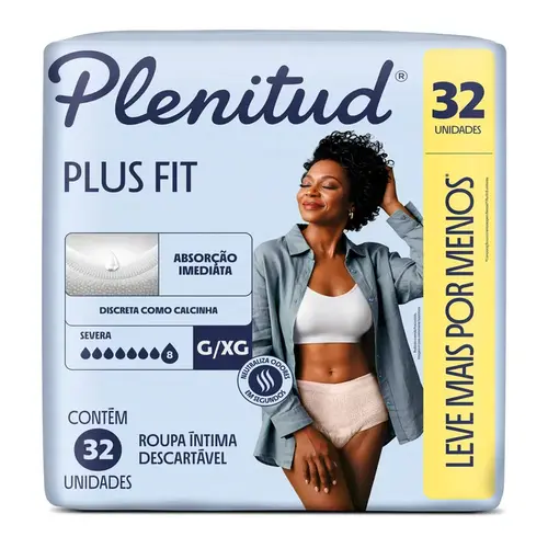 ROUPA INTIMA PLENITUD PLUS FIT TAMANHO G/XG 32 UNIDADES
