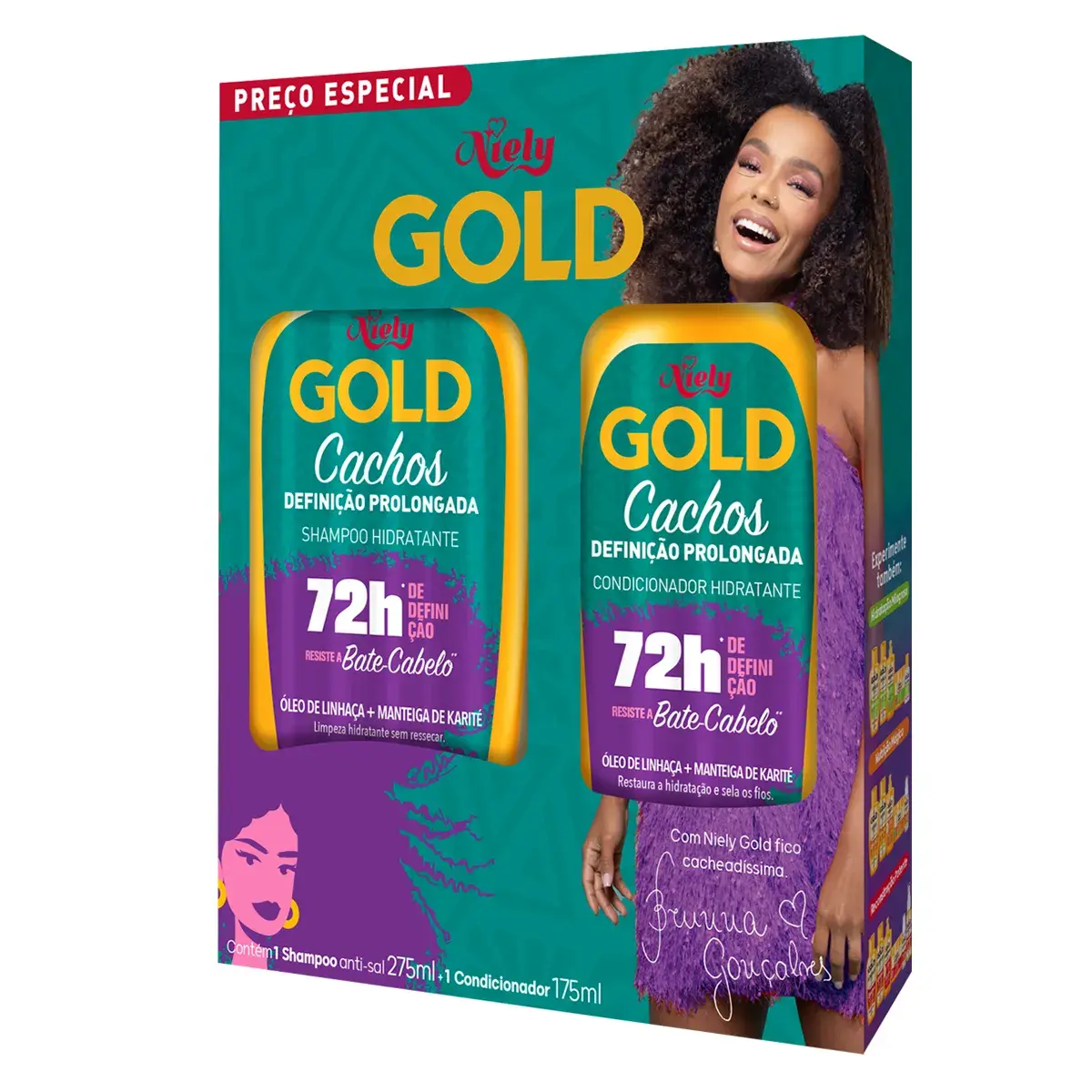 KIT NIELY GOLD CACHOS SHAMPOO 275ML + CONDICIONADOR 175ML