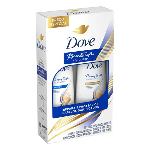 KIT DOVE RECONSTRUCAO E QUERATINA SHAMPOO 350ML + CONDICIONADOR 175ML