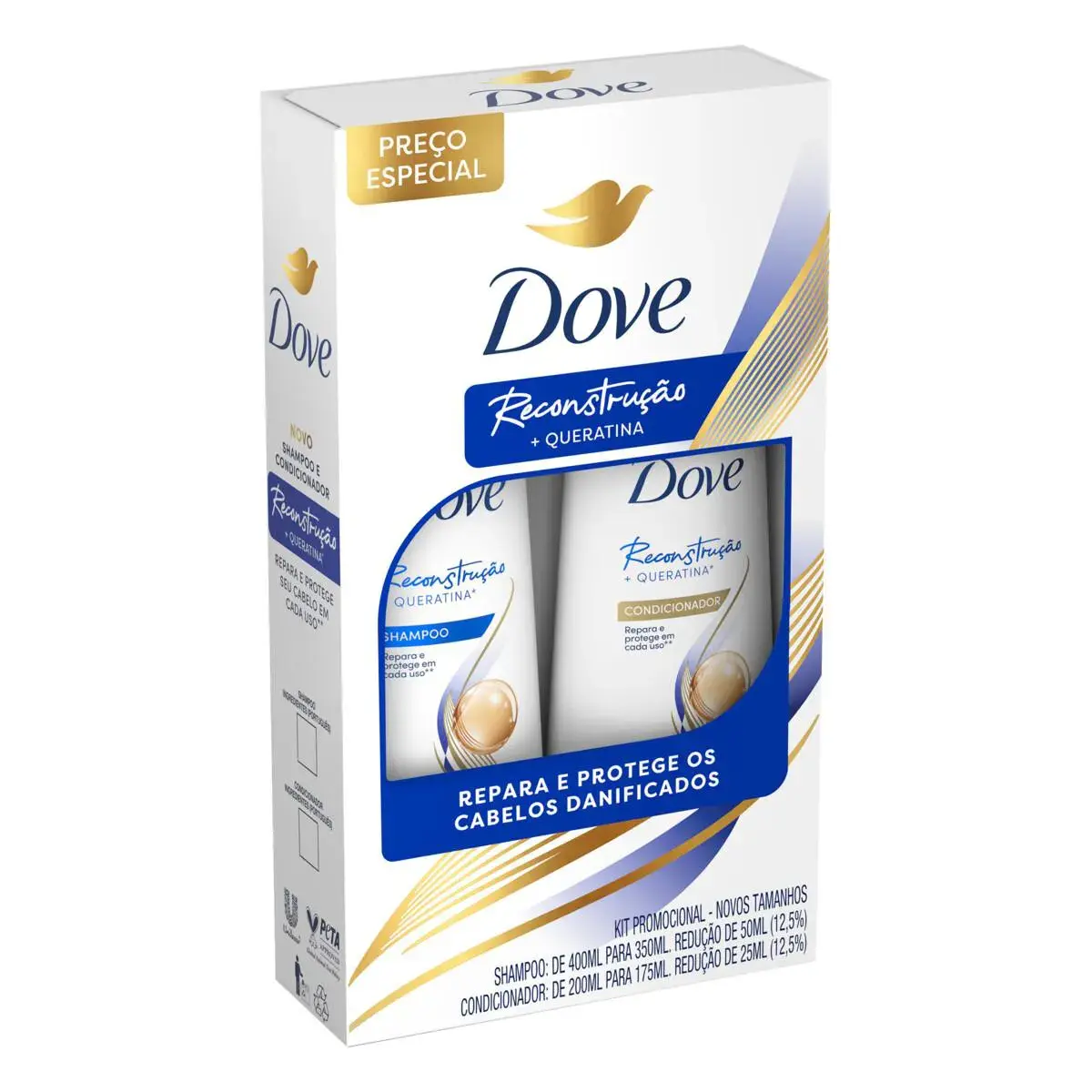 KIT DOVE RECONSTRUCAO E QUERATINA SHAMPOO 350ML + CONDICIONADOR 175ML