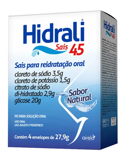 HIDRALI PO 4 ENVELOPES SABOR NATURAL SODIO CLORETO + POTASSIO CITRATO + SODIO CITRATO + GLICOSE
