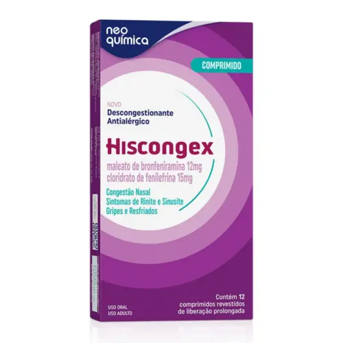 HISCONGEX 12MG+15MG 12 COMPRIMIDOS BRONFENIRAMINA  + FENILEFRINA