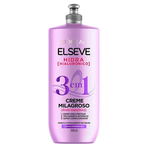 CREME DE PENTEAR ELSEVE 3EM1 HIDRA HIALURONICO 500ML