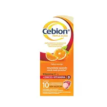 CEBION TRIPLA ACAO 1GR 10 COMPRIMIDOS EFERVESCENTES LARANJA ACIDO ASCORBICO + COLECALCIFEROL + ZINCO