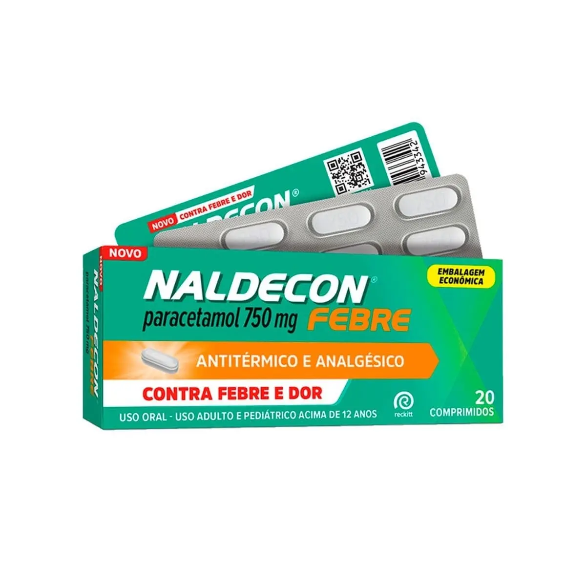 NALDECON FEBRE 750MG 20 COMPRIMIDOS PARACETAMOL