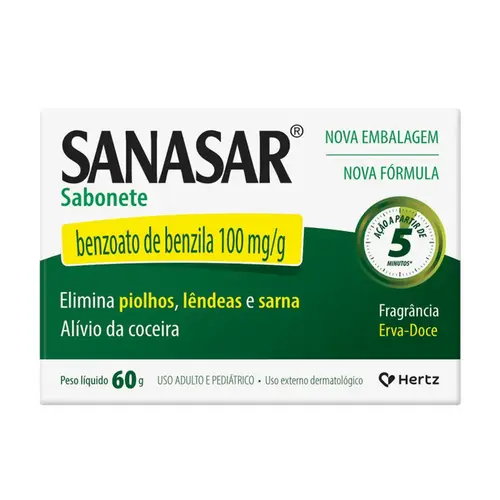 SABONETE SANASAR 100MG/G 60GR ERVA DOCE BENZILA BENZOATO
