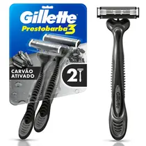 APARELHO DE BARBEAR GILLETTE PRESTOBARBA 3 CARVAO ATIVADO 2 UNIDADES