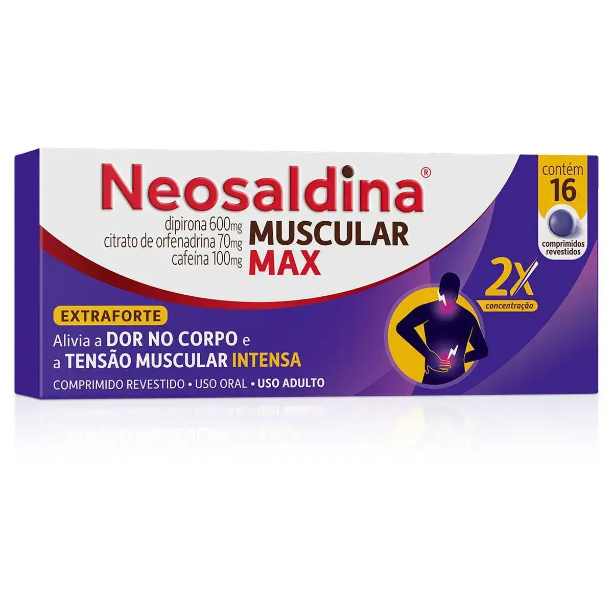 NEOSALDINA MUSCULAR MAX 16 COMPRIMIDOS ORFENADRINA CITRATO + DIPIRONA + CAFEINA