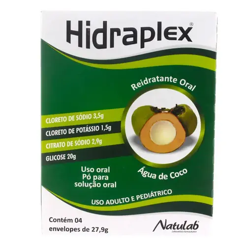 HIDRAPLEX 4 ENV 27,9GR AGUA DE COCO SODIO CLORETO + POTASSIO CITRATO + SODIO CITRATO + GLICOSE