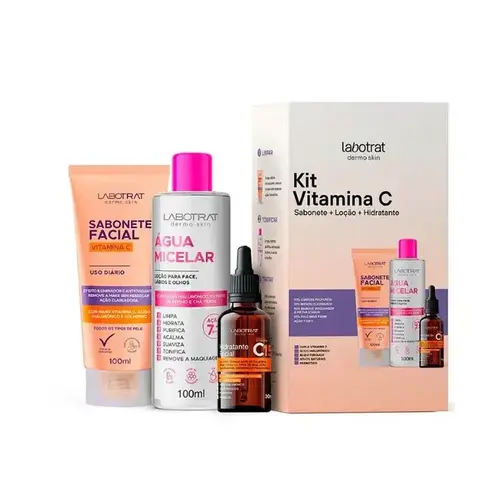 KIT FACIAL LABOTRAT VITAMINA C SABONETE + AGUA MICELAR + SERUM HIDRATANTE