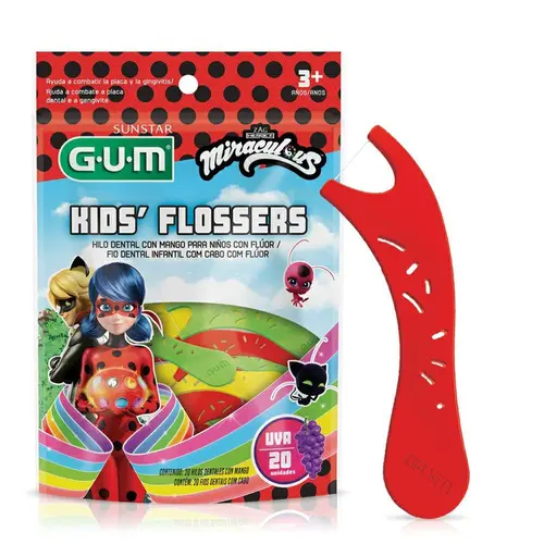 FIO DENTAL GUM INFANTIL FLOSSER MIRACULOUS 20 UNIDADES