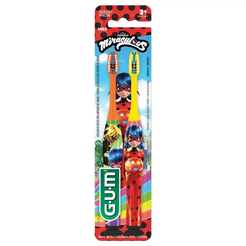ESCOVA DE DENTE GUM INFANTIL MIRACULOUS MACIA 2 UNIDADES