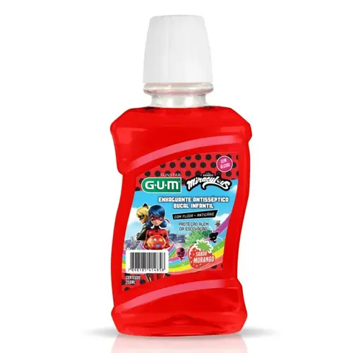 SOLUÇÃO BUCAL GUM INFANTIL ANTISSEPTICO MIRACULOUS SABOR MORANGO 250ML