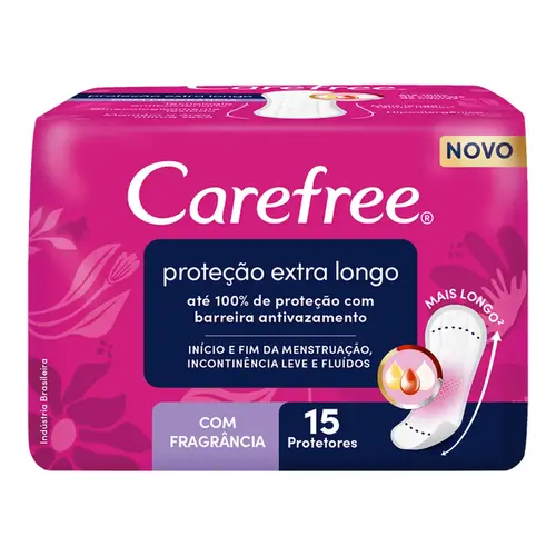 PROTETOR DIARIO CAREFREE PROTECAO EXTRA LONGO COM PERFUME 15 UN