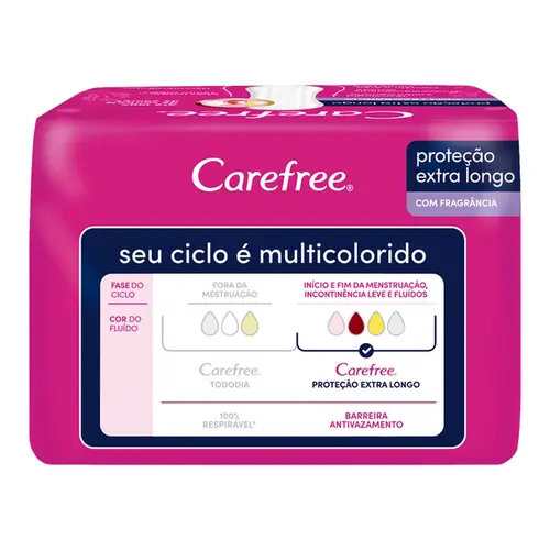 PROTETOR DIARIO CAREFREE PROTECAO EXTRA LONGO COM PERFUME 15 UN