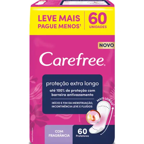 PROTETOR DIARIO CAREFREE PROTECAO  EXTRA LONGO C/ PERFUME 60UN
