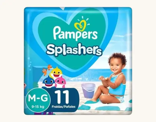 FRALDA PAMPERS SPLASHERS BABY SHARK PISCINA M/G 11 UNIDADES