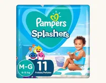 FRALDA PAMPERS SPLASHERS BABY SHARK PISCINA M/G 11 UNIDADES