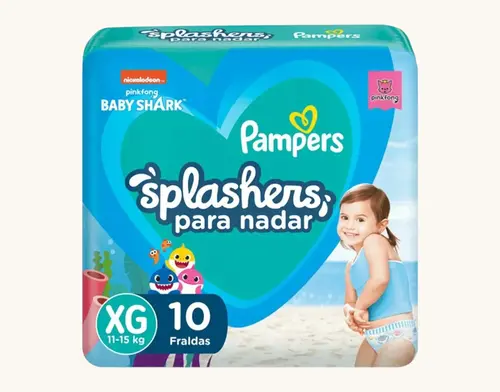 FRALDA PAMPERS SPLASHERS BABY SHARK PISCINA G/XG 10 UNIDADES