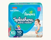 FRALDA PAMPERS SPLASHERS BABY SHARK PISCINA G/XG 10 UNIDADES