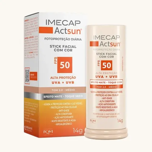 PROTETOR SOLAR IMECAP ACTSUN STICK TOQUE SECO FPS50 TOM 2 MEDIO 14GR