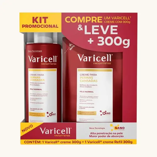 VARICELL NANOINTENSE KIT CREME PARA PERNAS 300GR + REFIL 300GR