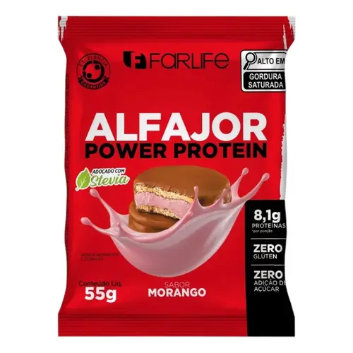 ALFAJOR FARLIFE POWER PROTEICO MORANGO 55GR