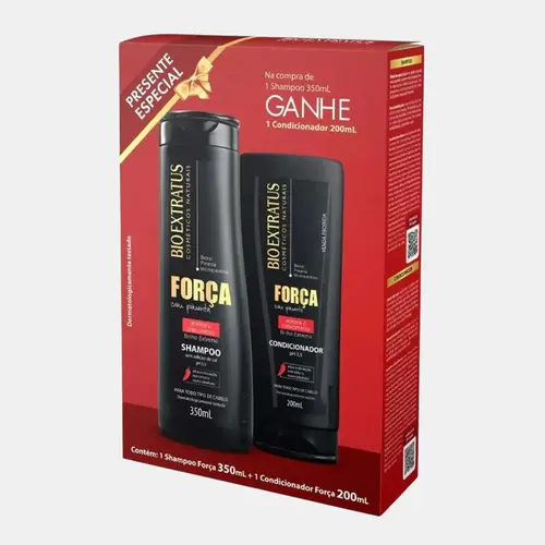 KIT BIO EXTRATUS FORCA COM PIMENTA SHAMPOO 300ML + CONDICIONADOR 200ML