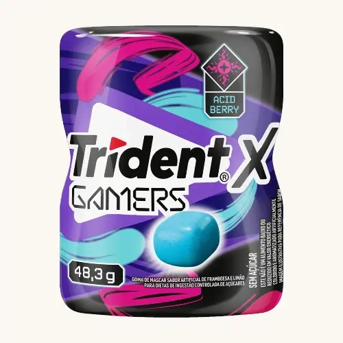 CHICLETE TRIDENT POTE X GAMERS FRAMBOESA E LIMAO 48,3GR