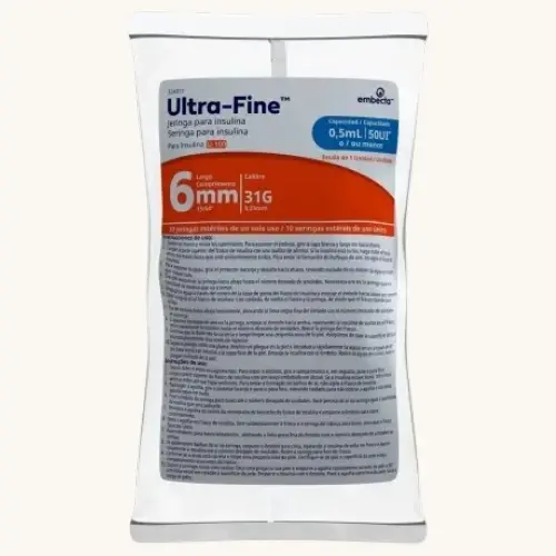 SERINGA U-FINE 0,5MLCOM AGULHA CURTA 10 UNIDADES