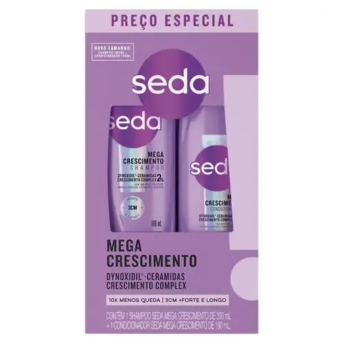 KIT SEDA MEGA CRESCIMENTO SHAMPOO 300ML + CONDICIONADOR 190ML
