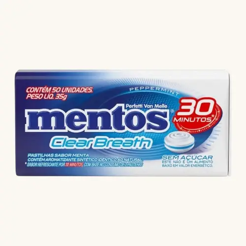 PASTILHA MENTOS CLEAR BREATH PEPPERMINT 35GR