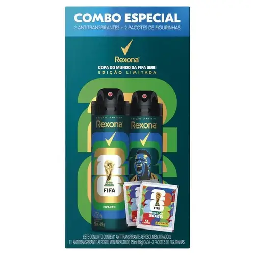 KIT DESODORANTE REXONA XTRACOOL MASCULINO + IMPACTO AEROROSL 150ML + 2 PACOTES DE FIGURINHAS