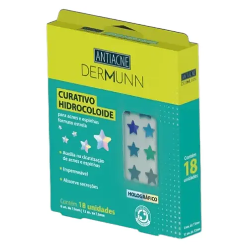 CURATIVO DERMUNN ACNES E ESPINHAS ESTRELA HOLOGRAFICA 18 UNIDADES