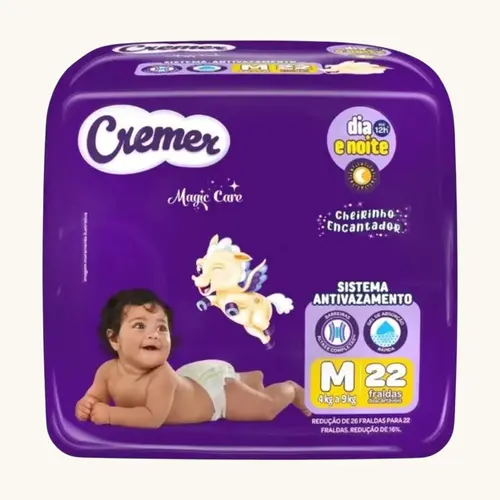FRALDA CREMER DIA E NOITE TAMANHO M 22 UNIDADES MEGA JUMBO