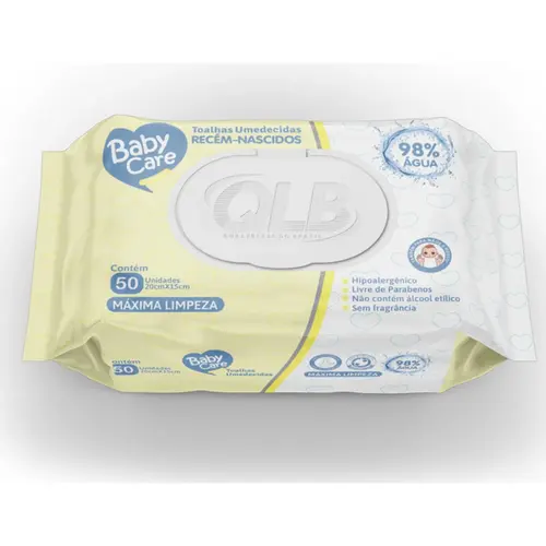 TOALHA UMEDECIDA BABY CARE RECEM NASCIDOS 50 UNIDADES