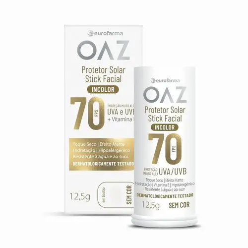 PROTETOR SOLAR FACIAL OAZ STICK INCOLOR FPS70 12,5GR