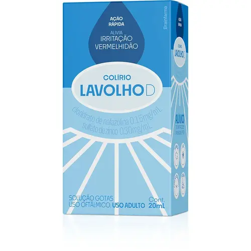 LAVOLHO D 0,15MG/ML + 0,30MG/ML COLIRIO 20ML NAFAZOLINA CLORIDRATO + SULFATO DE ZINCO