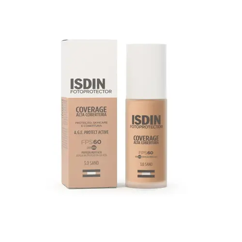 PROTETOR SOLAR FACIAL ISDIN COVERAGE ALTA COBERTURA 3.0 SAND FPS60 30GR