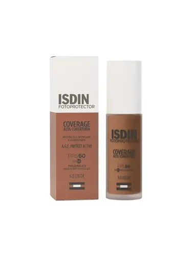 PROTETOR SOLAR FACIAL ISDIN COVERAGE ALTA COBERTURA 6.0 COCOA FPS60 30GR