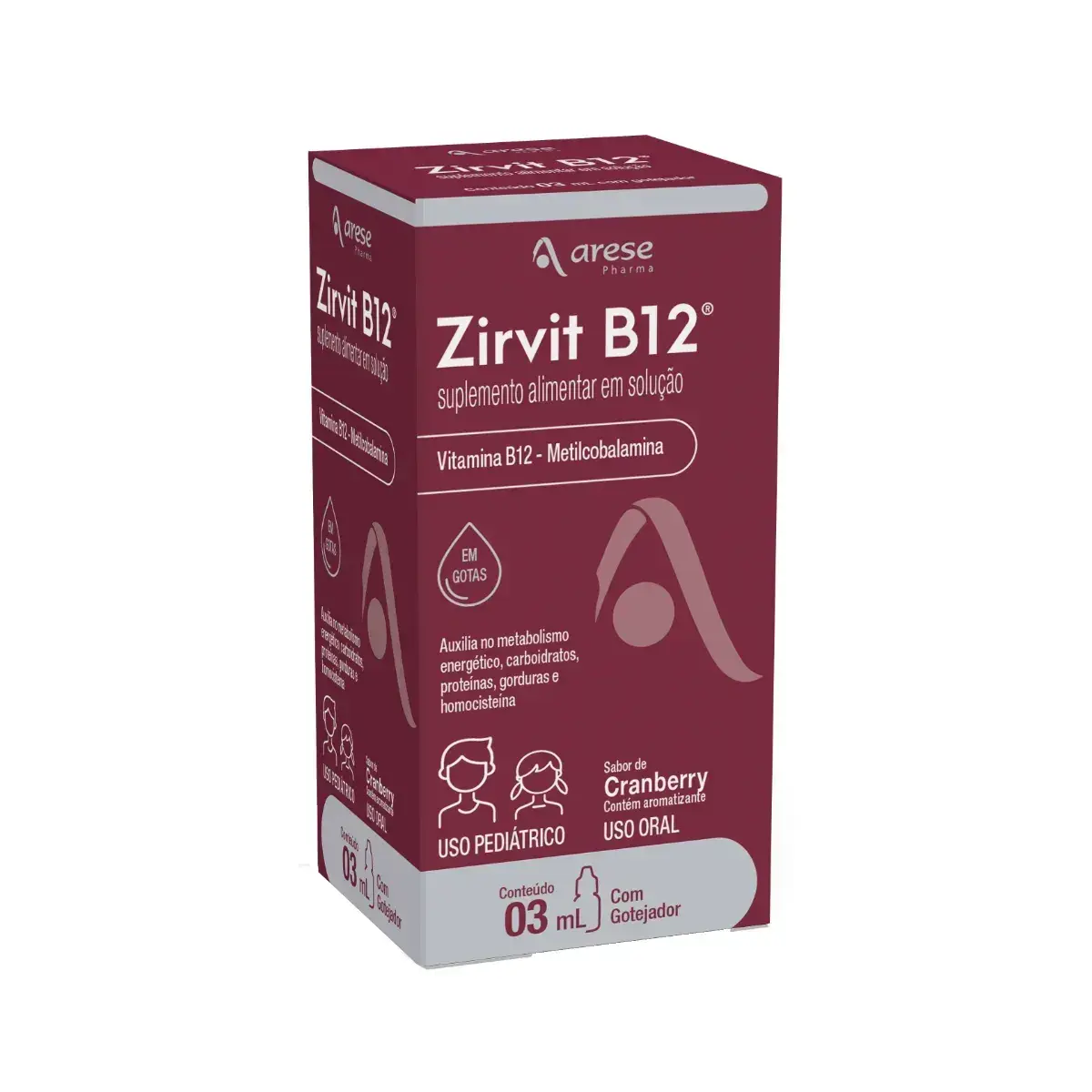 ZIRVIT B12 GOTAS 3ML SABOR CRANBERRY METILCOBALAMINA