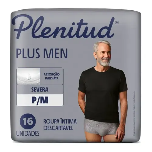ROUPA INTIMA PLENITUD PLUS MEN P/M 16 UNIDADES