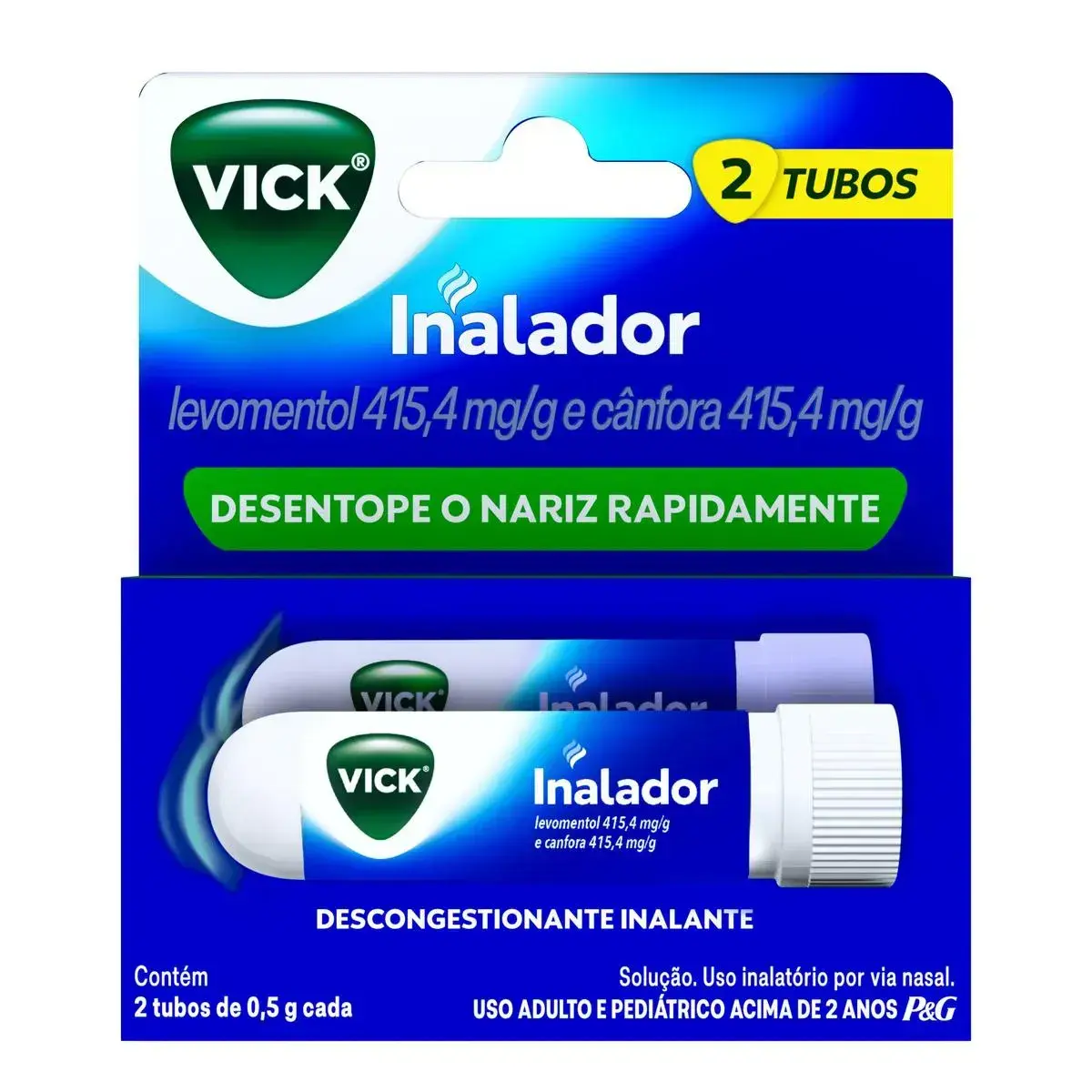 VICK INALADOR 0,5GR 2 UNIDADES MENTOL + CANFORA