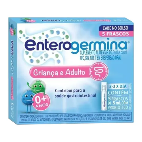 ENTEROGERMINA CRIANCA E ADULTO 2 BCFU/5ML 5 FRASCOS  ESPOROS BACILLUS CLAUSII