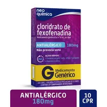 FEXOFENADINA 180MG 10 COMPRIMIDOS GENERICO NEO QUIMICA CLORIDRATO DE FEXOFENADINA