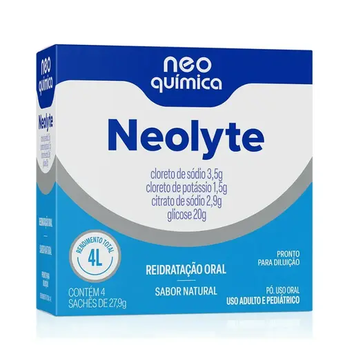 NEOLYTE 4 ENVELOPES 27,9GR SABOR NATURAL CLORETO DE SODIO + CLORETO DE POTASSIO + CITRATO DE SODIO + GLICOSE