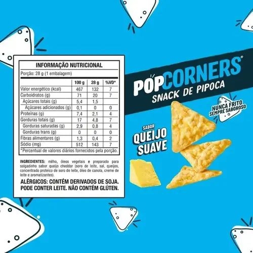 SALGADINHO POPCORNERS WHITE CHEDDAR 28GR