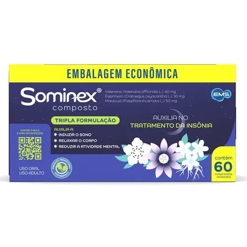 SOMINEX COMPOSTO 60 COMPRIMIDOS PASSIFLORA INCARNATA + ASSOCIACAO